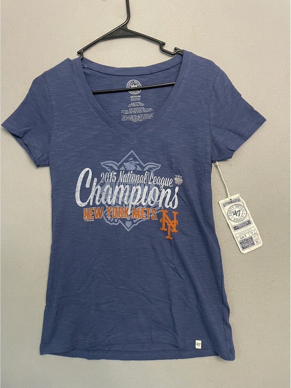 New York Mets Women’s V-Neck 47 Brand 100% Cotton - Size M